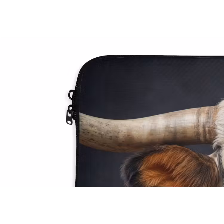 Stier - Kleurrijk - Hoorns laptophoes neopreen klein -detail