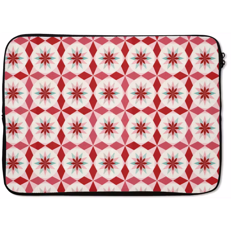 Tegelpatroon - Sterren - Retro - Roze - Mintgroen laptophoes neopreen klein 279 -zkaufland3dotto