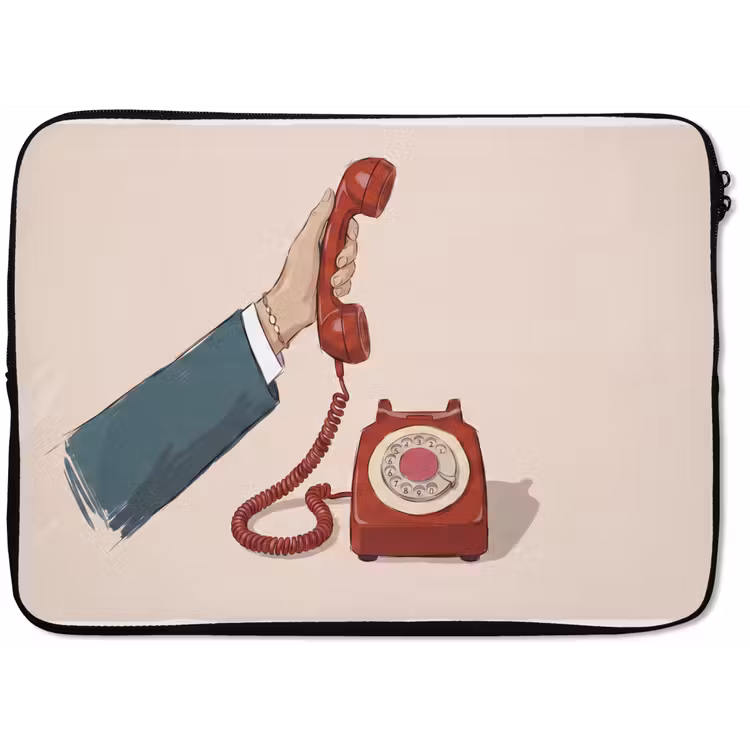 Telefoon - Hand - Vintage - Communicatie - Rood laptophoes neopreen klein -zkaufland3dotto