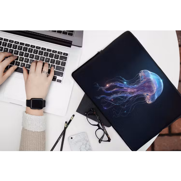 Tentakels - Kwal - Paars - Sprankeling laptophoes neopreen klein -bureau
