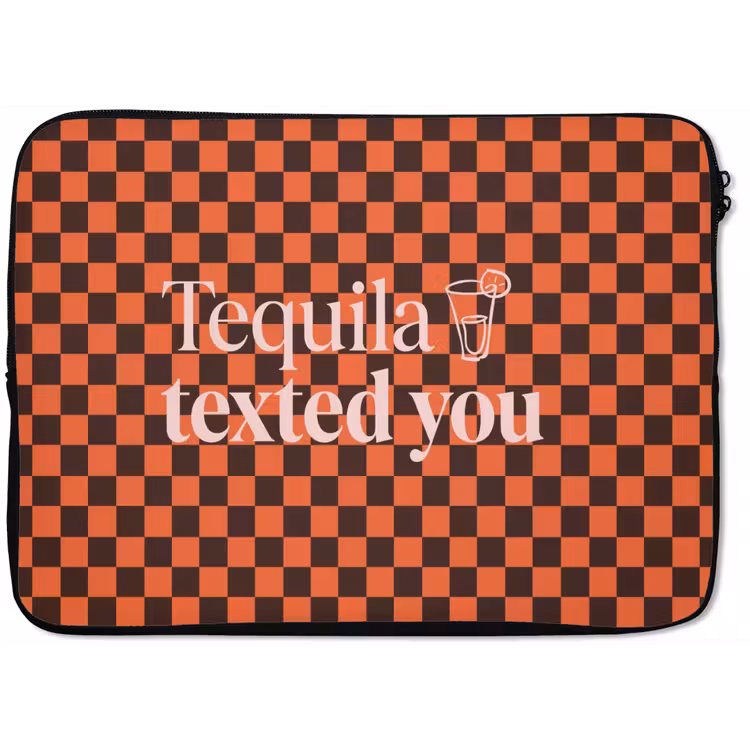Tequila texted you - Glas - Vierkanten - Oranje laptophoes neopreen klein -zkaufland3dotto