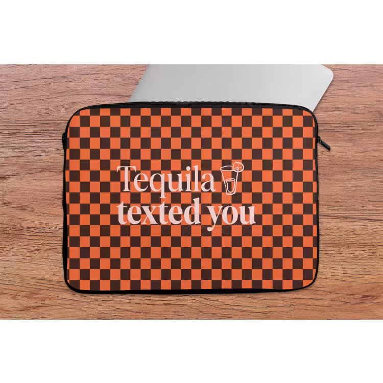 Tequila texted you - Glas - Vierkanten - Oranje laptophoes neopreen klein -tafel