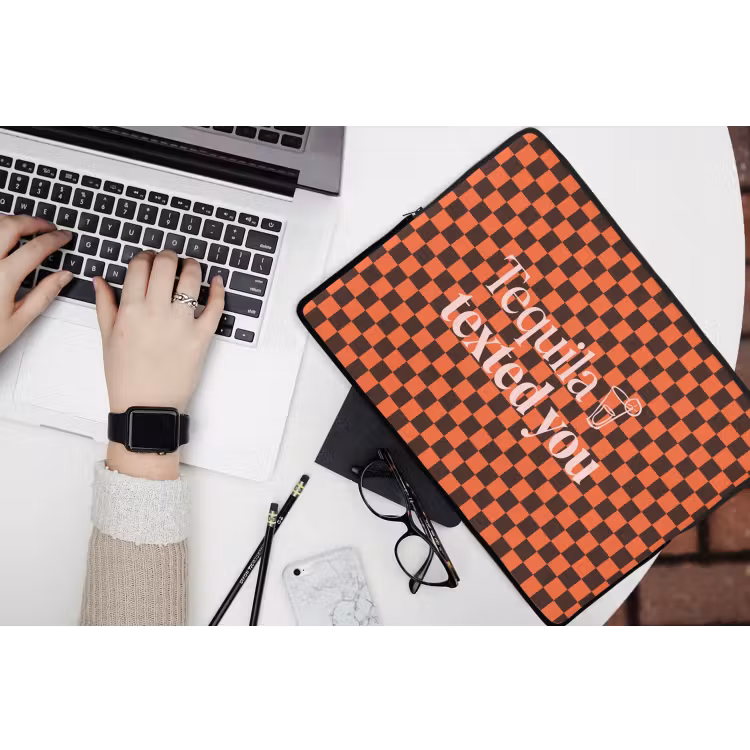 Tequila texted you - Glas - Vierkanten - Oranje laptophoes neopreen klein -bureau