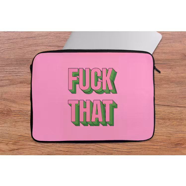 Tekst - Bold - Roze laptophoes neopreen klein -tafel