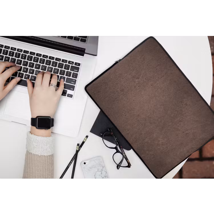 Textuur - Beton - Abstract - Donker - Bruin laptophoes neopreen klein -bureau