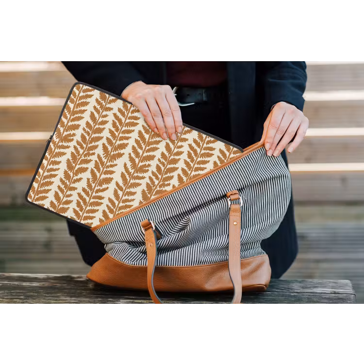 Textuur - Bladeren - Oker laptophoes neopreen klein 279 -tas
