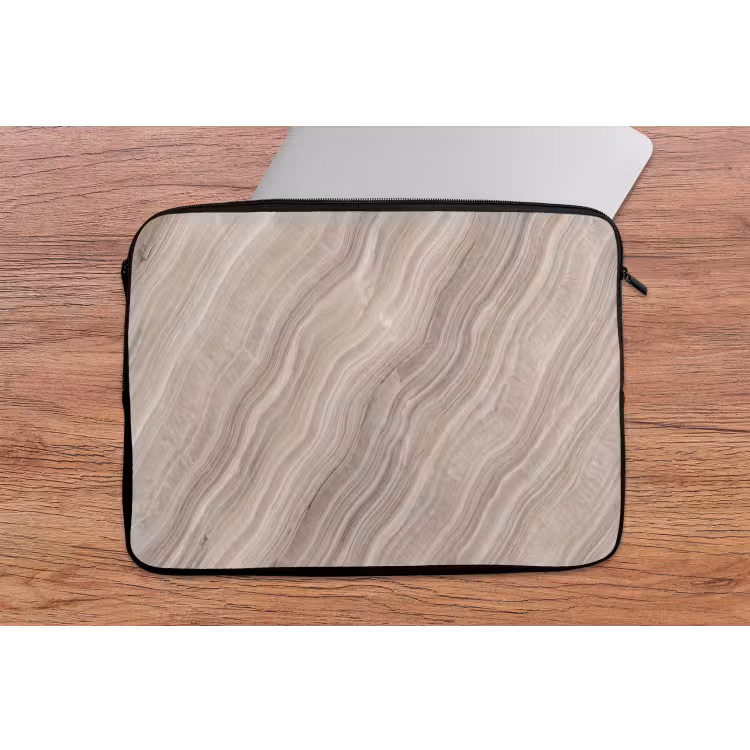 Textuur - Golvend - Abstract - Modern - Beige laptophoes neopreen klein -tafel