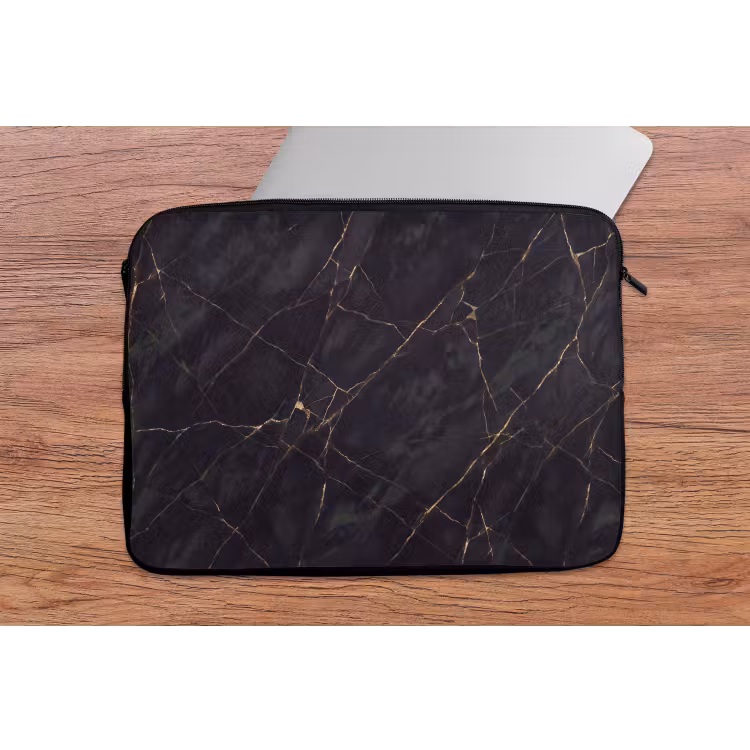Textuur - Gouden lijnen - Abstract - Modern - Zwart laptophoes neopreen klein -tafel