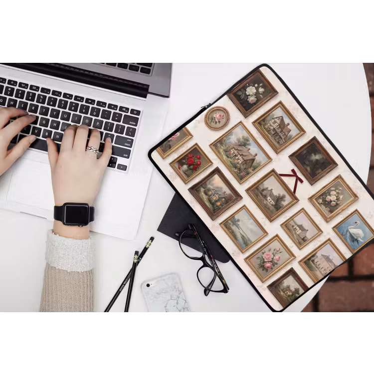 Dier - Kat - Portret - Klassiek laptophoes neopreen klein -bureau