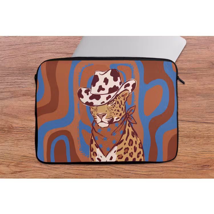 Dieren - Cowboyhoed - Modern - Illustratie - Bruin laptophoes neopreen klein -tafel