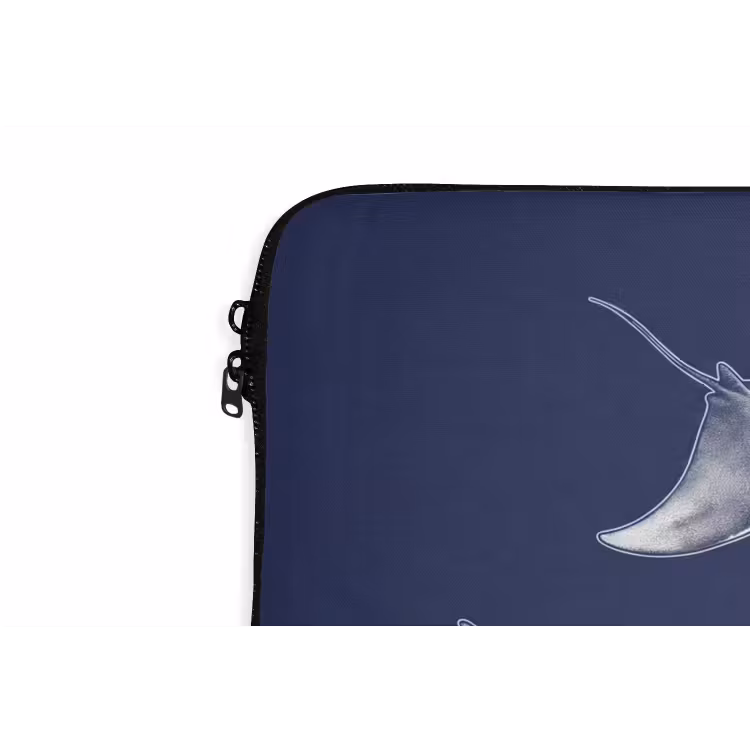 Dieren - Zeeleven - Oceaan - Graveren - Blauw laptophoes neopreen klein -detail
