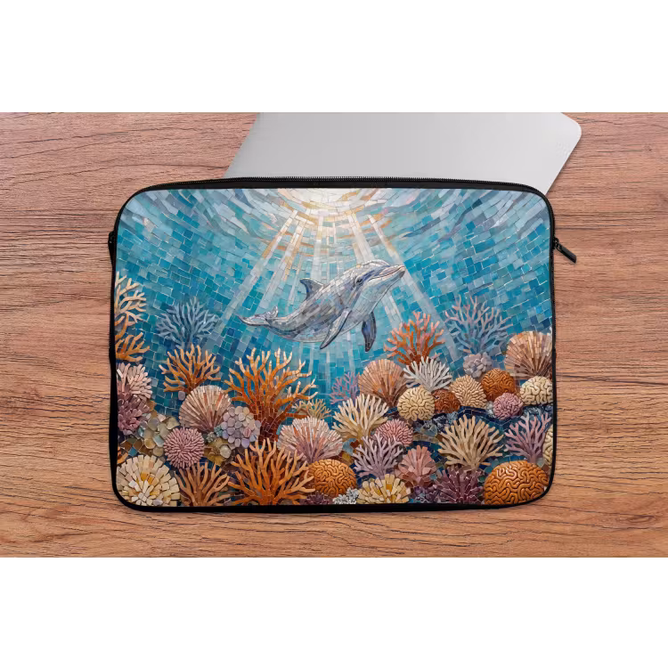 Dieren - Mozaïek - Oceaan - Koraal - Blauw laptophoes neopreen klein -tafel