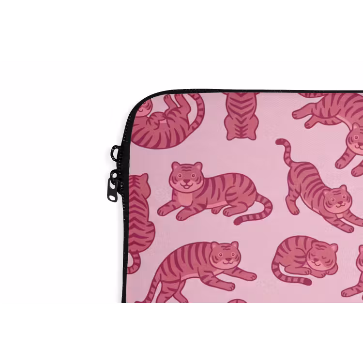 Dieren - Patroon - Roze - Speels - Cartoon laptophoes neopreen klein -detail