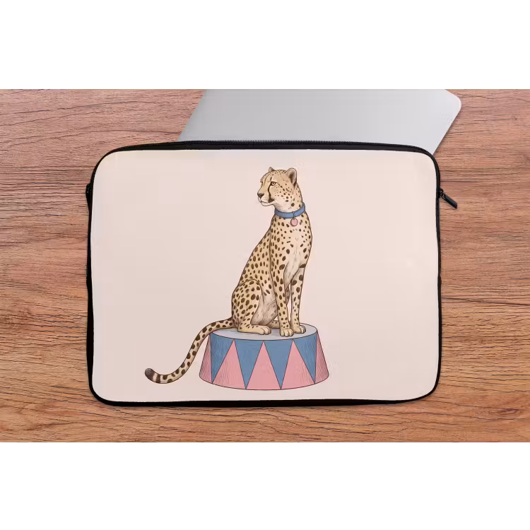 Dieren - Circus - Illustratie - Vintage - Roze laptophoes neopreen klein -tafel