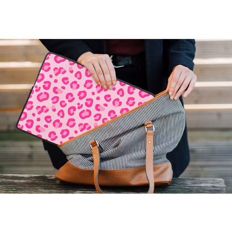 Dierenprint - Patroon - Abstract - Modern - Roze laptophoes neopreen klein -tas