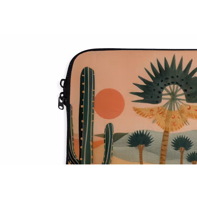 Tijger - Palmen - Cactus - Oranje laptophoes neopreen klein -detail