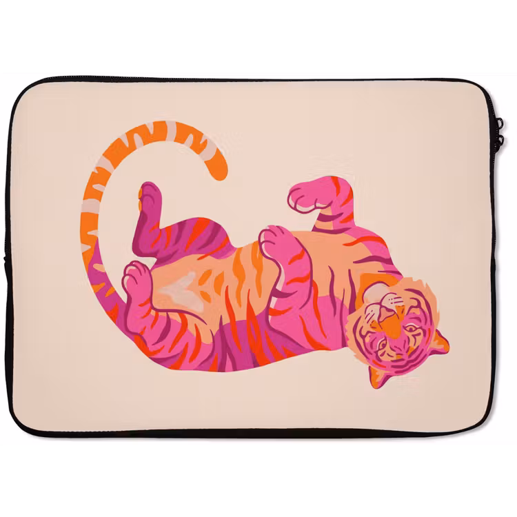 Tijger - Roze - Oranje laptophoes neopreen klein -zkaufland3dotto