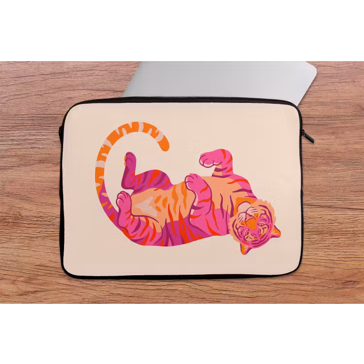 Tijger - Roze - Oranje laptophoes neopreen klein -tafel