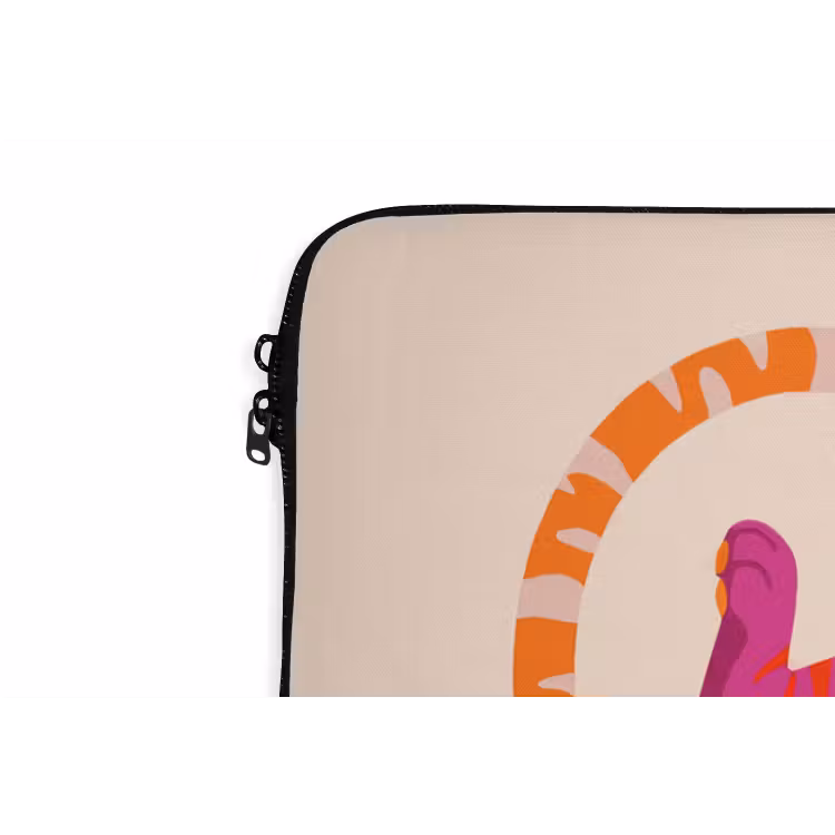 Tijger - Roze - Oranje laptophoes neopreen klein -detail