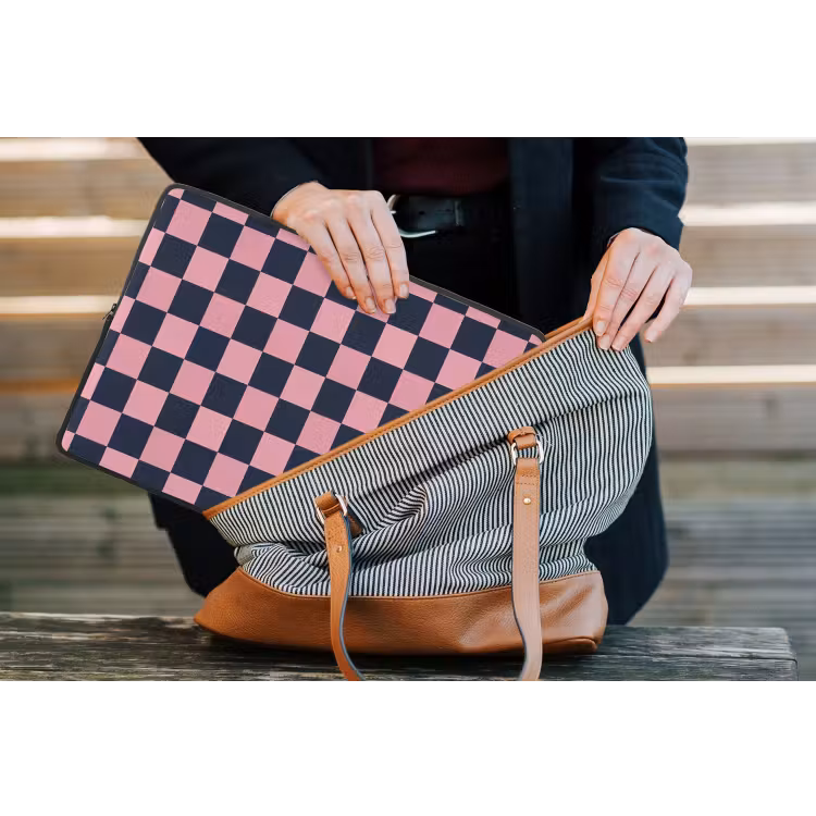 Traditioneel - Patroon - Blauw - Roze laptophoes neopreen klein 279 -tas