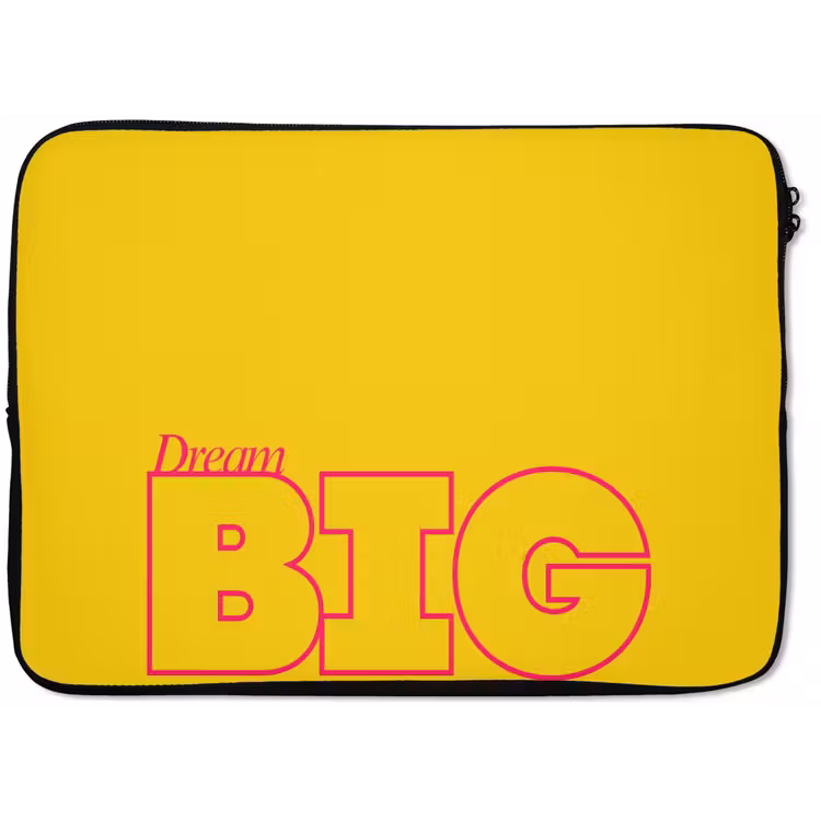 Dream big - Geel - Grafisch laptophoes neopreen klein -zkaufland3dotto