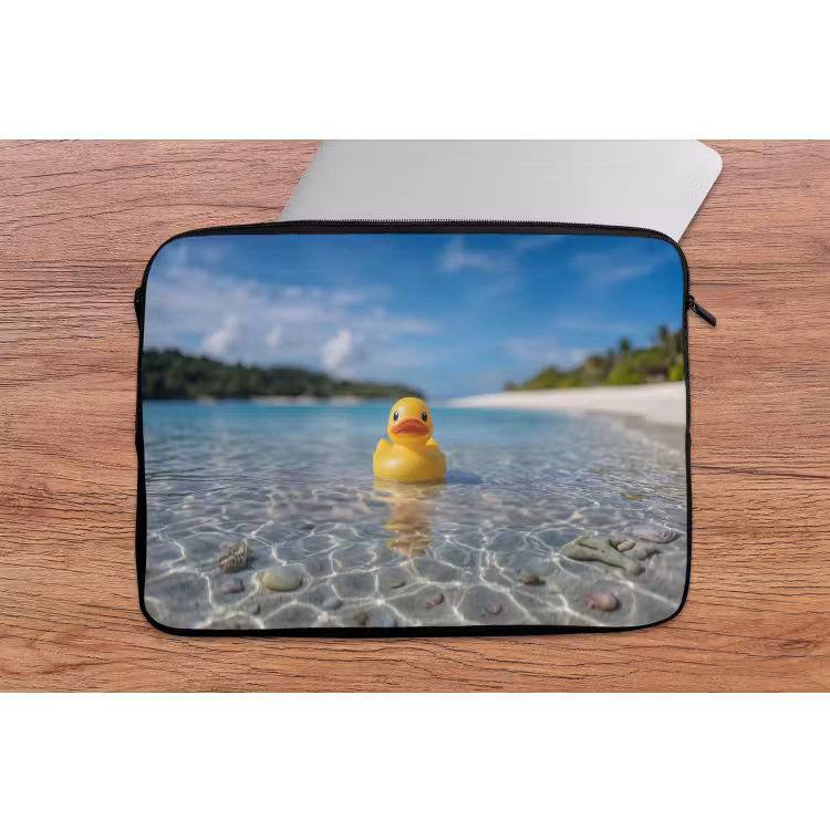 Tropisch - Badeend - geel laptophoes neopreen klein -tafel