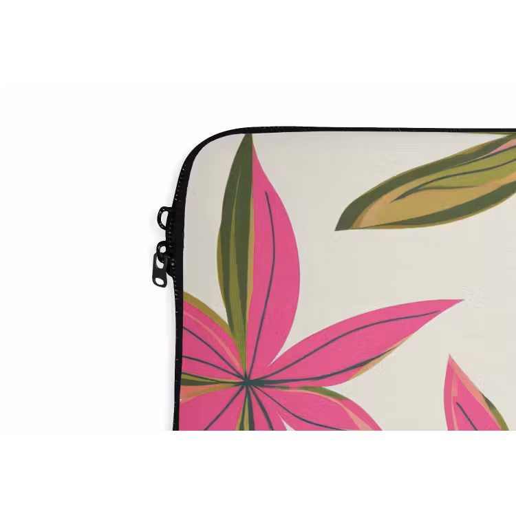 Tropisch - Bloem - Roze laptophoes neopreen klein 279 -detail