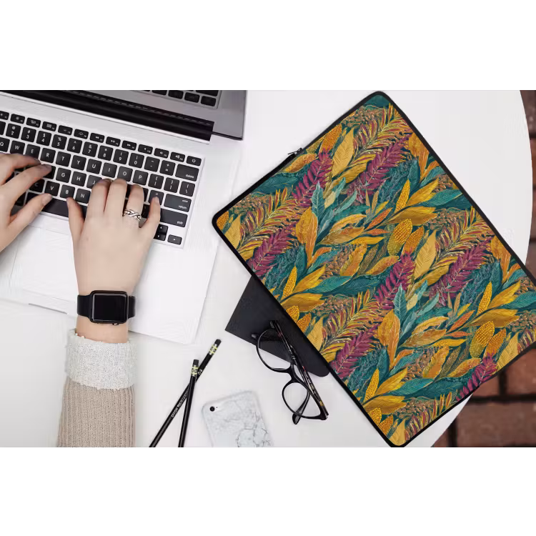 Tropische - Botanisch - Patroon - Kleurrijk - Exotisch laptophoes neopreen klein 279 -bureau