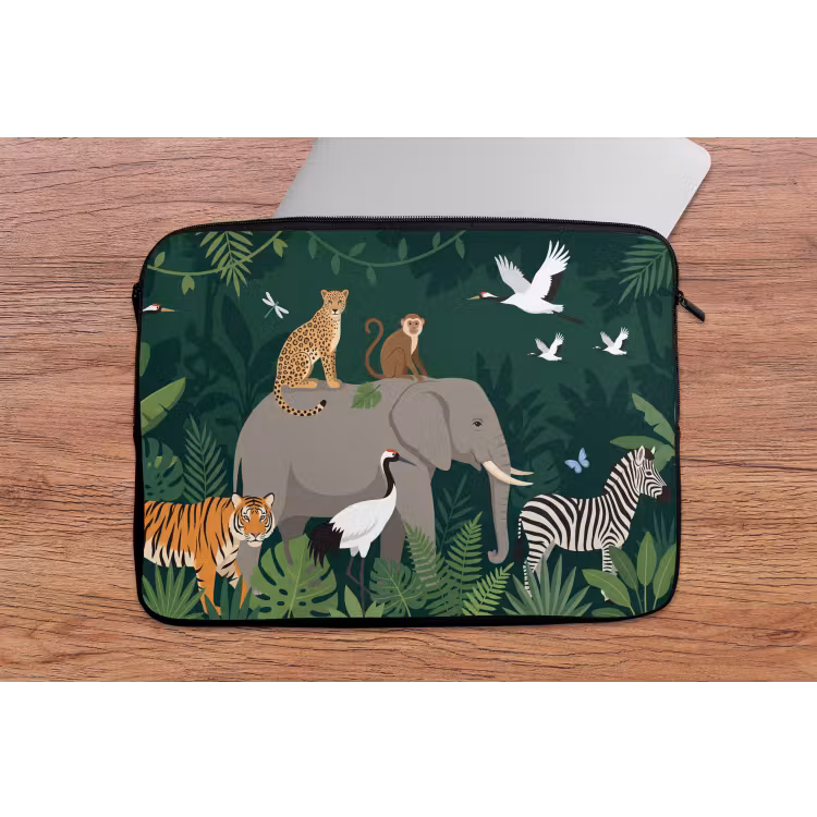 Tropisch - Jungle - Groen laptophoes neopreen klein -tafel
