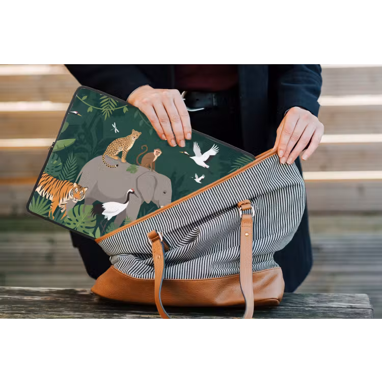 Tropisch - Jungle - Groen laptophoes neopreen klein -tas
