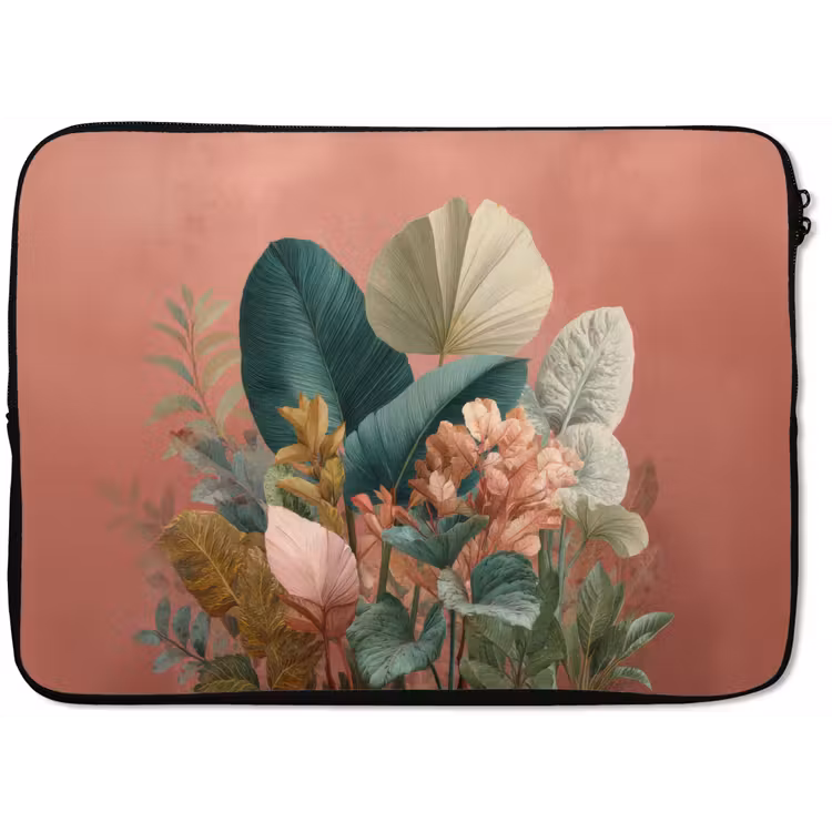 Tropische bladeren - Bloemen - Roze - groen laptophoes neopreen klein -zkaufland3dotto