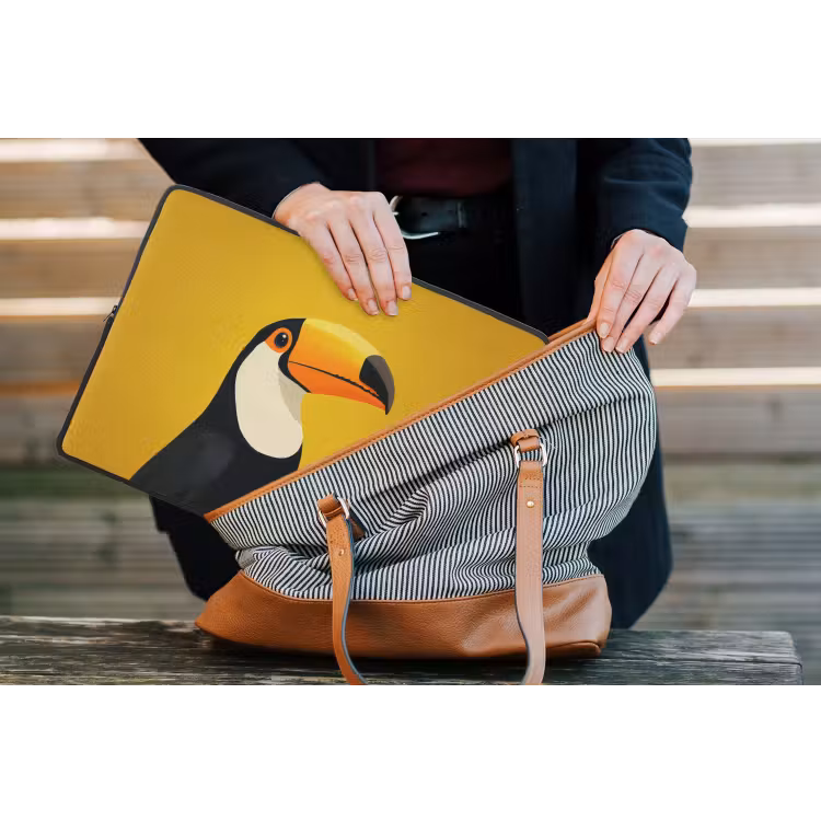 Toekan - Minimalistisch - Snavel - Oranje laptophoes neopreen klein -tas