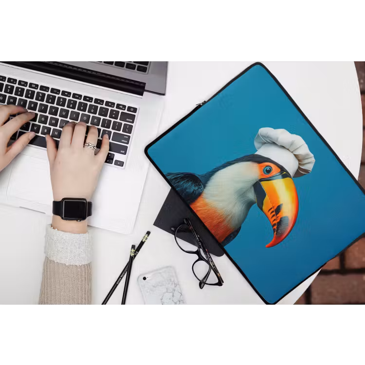 Toekan - Papegaai - Vogel - Koksmuts laptophoes neopreen klein -bureau