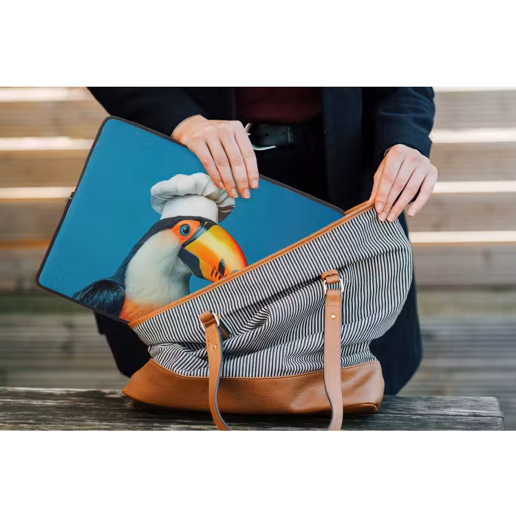 Toekan - Papegaai - Vogel - Koksmuts laptophoes neopreen klein -tas