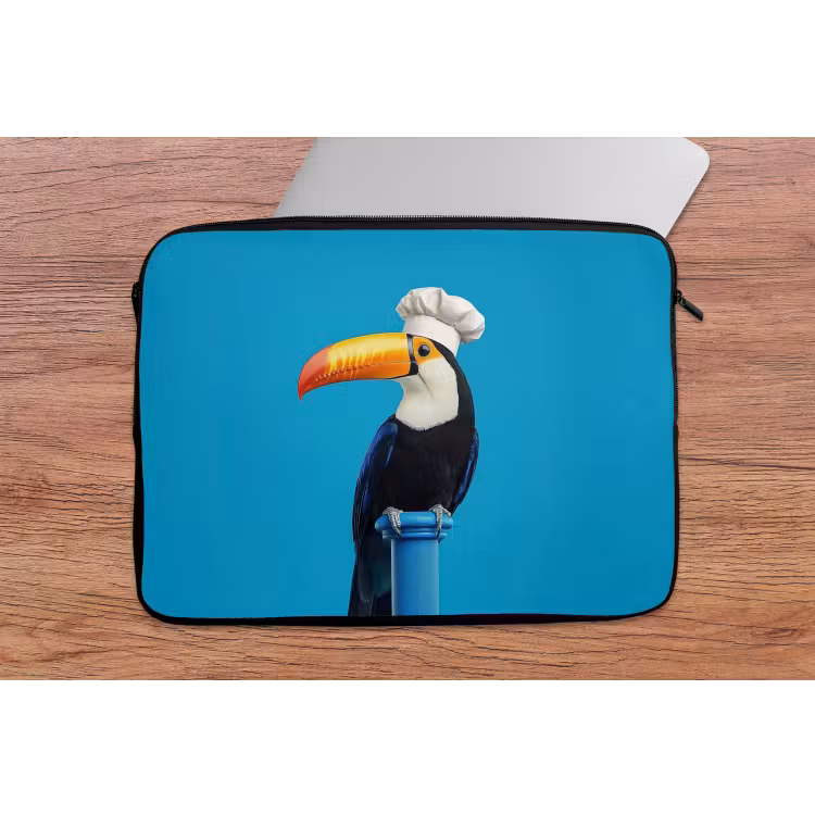Tucan - Sokkel - Vogel - Koksmuts laptophoes neopreen klein -tafel