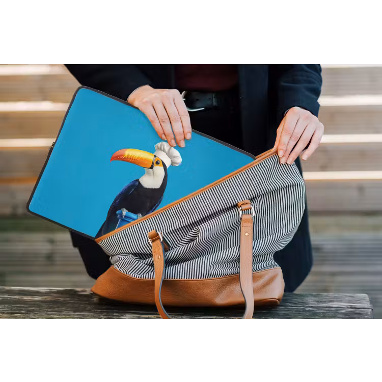 Tucan - Sokkel - Vogel - Koksmuts laptophoes neopreen klein -tas