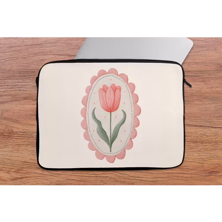 Tulp - Lijst - Ovaal - Illustratie laptophoes neopreen klein -tafel