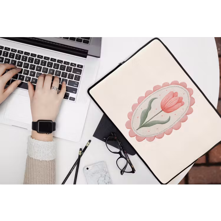 Tulp - Lijst - Ovaal - Illustratie laptophoes neopreen klein -bureau