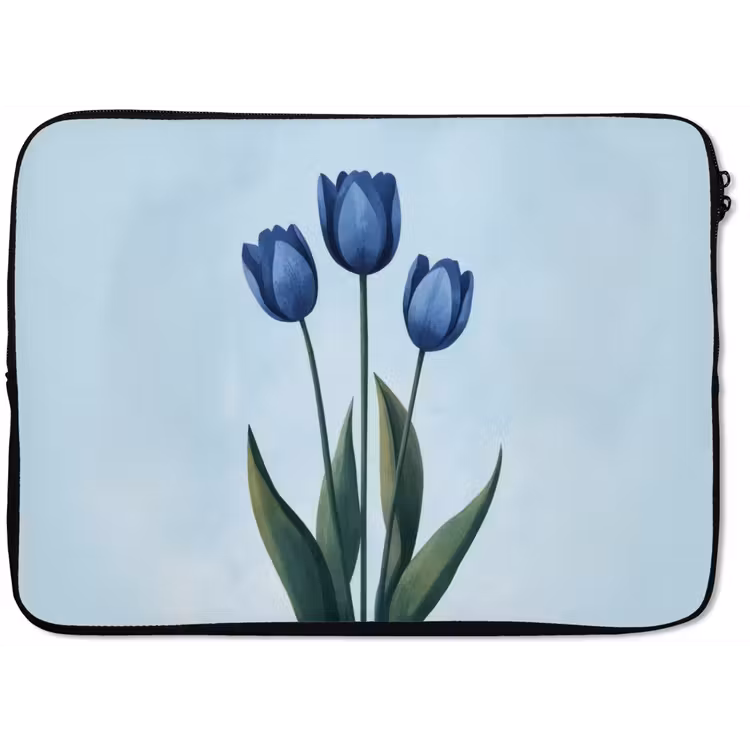 Tulpen - Blauw - Bladeren laptophoes neopreen klein -zkaufland3dotto