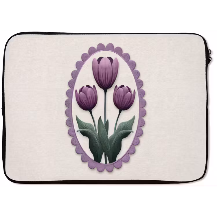 Tulpen - Paars - Lijst - Bladeren laptophoes neopreen klein -zkaufland3dotto