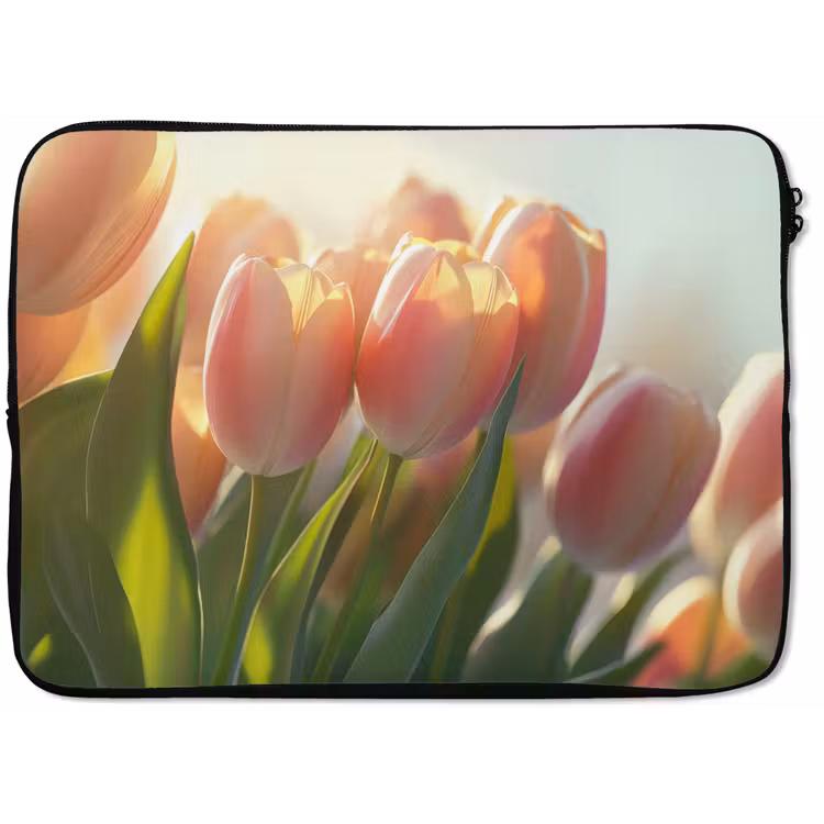 Tulpen - Roze - Zonnestralen laptophoes neopreen klein -zkaufland3dotto