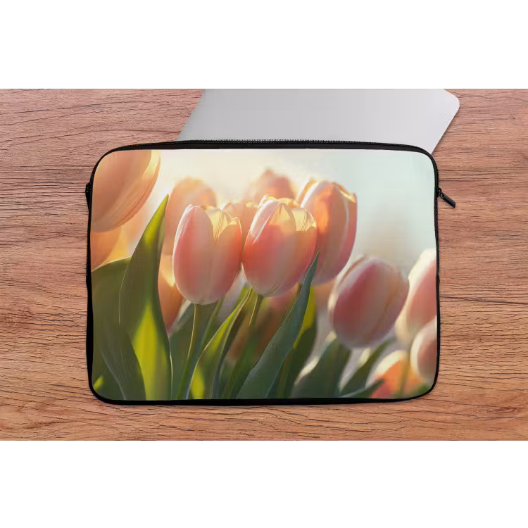 Tulpen - Roze - Zonnestralen laptophoes neopreen klein -tafel