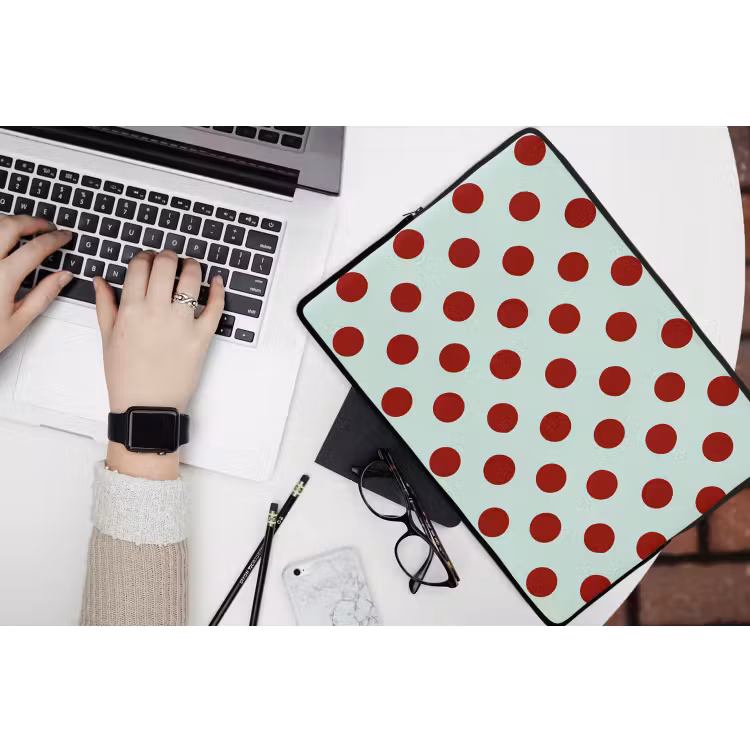 Polka - Dots - Rood laptophoes neopreen klein 279 -bureau