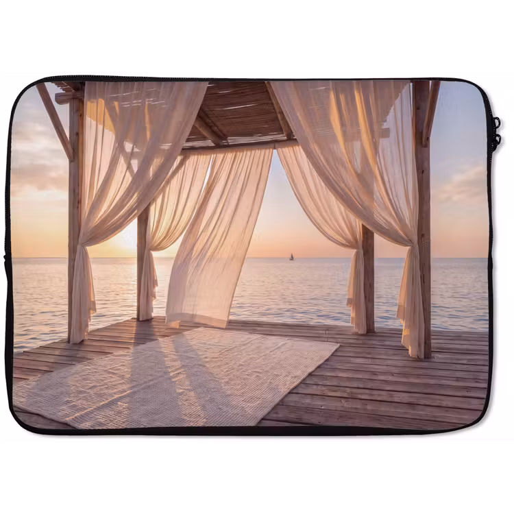 Overkapping - Zee - Zonsondergang - Vakantie - Rust laptophoes neopreen klein -zkaufland3dotto
