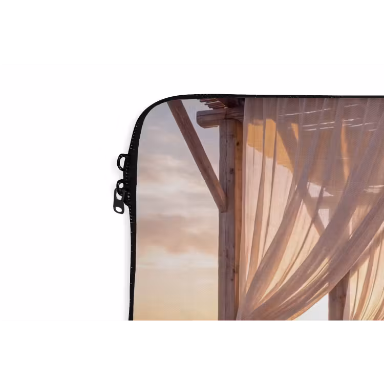 Overkapping - Zee - Zonsondergang - Vakantie - Rust laptophoes neopreen klein -detail