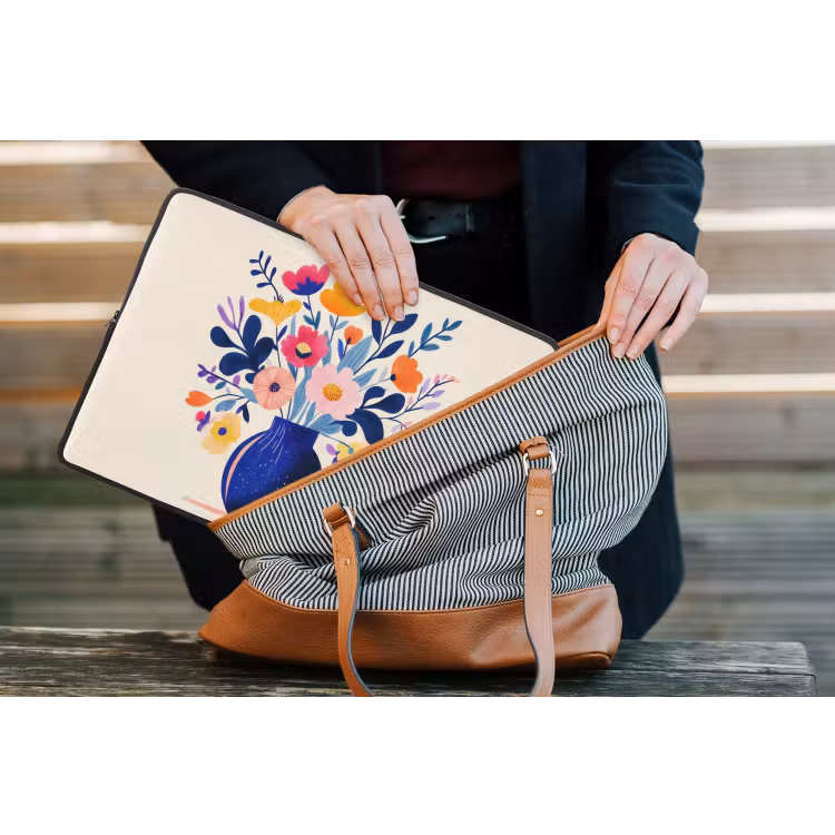 Vaas - Bloemen - Boeket laptophoes neopreen klein -tas