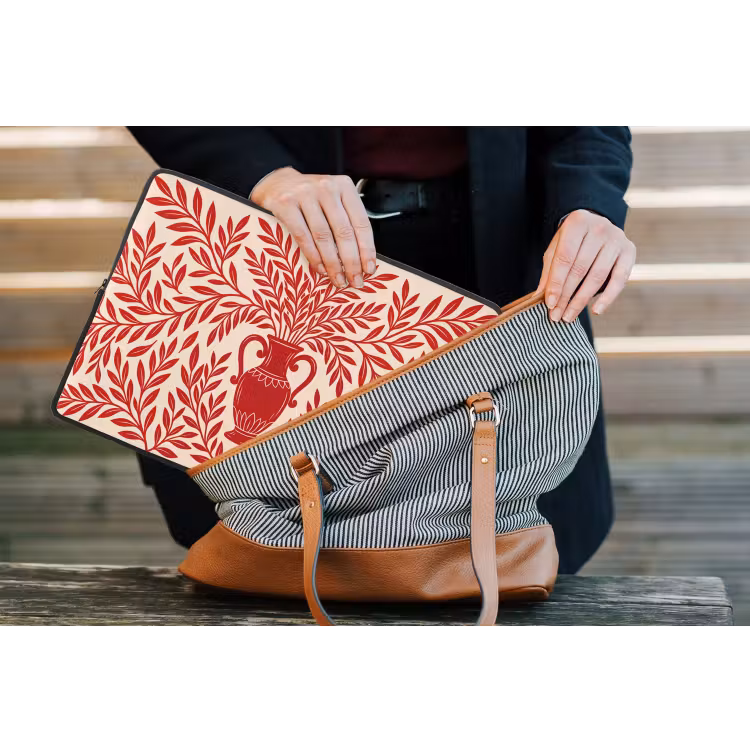 Vaas - Planten - Decoratie - Abstract - Rood laptophoes neopreen klein -tas