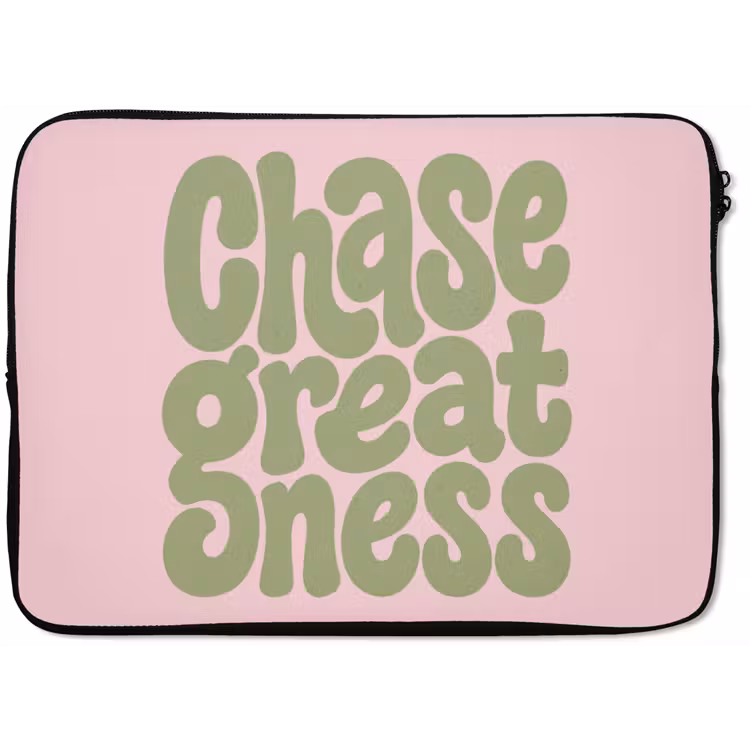 Chase greatness - Groen - Roze - Retro laptophoes neopreen klein -zkaufland3dotto
