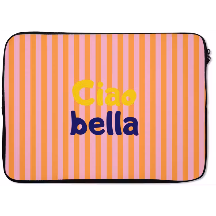 Verticaal - Strepen - Oranje - Ciao bella laptophoes neopreen klein -zkaufland3dotto