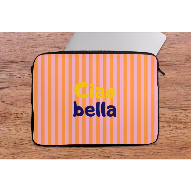 Verticaal - Strepen - Oranje - Ciao bella laptophoes neopreen klein -tafel